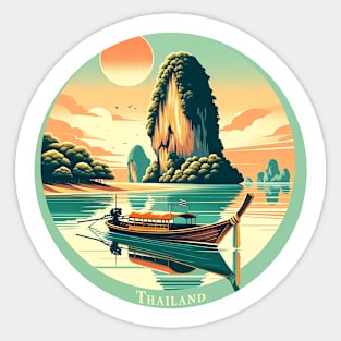 Siticker- Sunset in Thailand - Vintage Travel Adventure Sticker